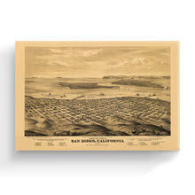 Load image into Gallery viewer, Digitally Restored and Enhanced 1876 San Diego Map Canvas Art - Inch Canvas Wrap Vintage San Diego Wall Art - California Wall Map History - Old Bird's Eye View of San Diego California Map Poster