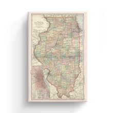 Load image into Gallery viewer, Digitally Restored and Enhanced 1891 Illinois Map Canvas Art - Canvas Wrap Vintage Illinois State Map Print - Old Map of Illinois Poster - Restored IL Map - Historic Illinois Wall Art Decor