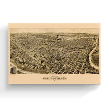 Load image into Gallery viewer, Digitally Restored and Enhanced 1891 Fort Worth Map Canvas - Canvas Wrap Vintage Fort Worth Texas Map - Old Fort Worth Wall Art - Fort Worth City TX Map History - Perspective Map of Fort Worth Poster