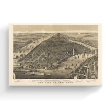 Load image into Gallery viewer, Digitally Restored and Enhanced 1886 New York Map Canvas Art - Canvas Wrap Vintage Map of New York - History Wall Map of New York City - Old Bird's Eye View of New York City Wall Art Poster