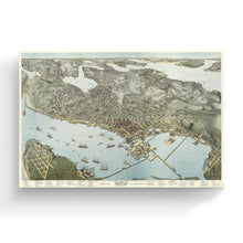 Load image into Gallery viewer, Digitally Restored and Enhanced 1891 Map of Seattle Canvas Art - Canvas Wrap Vintage Seattle Map Poster - Old Seattle Canvas - Bird's Eye View Map of Seattle & Environs King County Washington Wall Art Poster