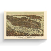 Load image into Gallery viewer, Digitally Restored and Enhanced - 1892 New York and Brooklyn Map Canvas - Canvas Wrap Vintage New York City Wall Art - Restored NYC Map - Old Map of New York & Brooklyn Poster - Historic NYC Wall Poster