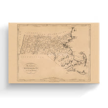 Load image into Gallery viewer, Digitally Restored and Enhanced 1796 Massachusetts Map Canvas - Canvas Wrap Vintage Massachusetts Wall Art - Old Map of Massachusetts State - Massachusetts Poster - Historic Massachusetts State Map