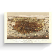 Load image into Gallery viewer, Digitally Restored and Enhanced 1878 San Francisco Canvas Wall Art - Canvas Wrap Vintage San Francisco Poster - History Map of San Francisco Wall Art - Bird's Eye View of San Francisco Map Print