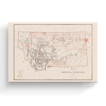 Load image into Gallery viewer, Digitally Restored and Enhanced 1879 Montana Map Canvas Art - Canvas Wrap Vintage Montana Poster - Old Montana Wall Art - History Montana Map Poster - Map of Montana Territory from Official Records