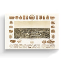 Cargar imagen en el visor de la galería, Digitally Restored and Enhanced 1892 Dallas Texas Map Canvas - Canvas Wrap Vintage Dallas Map - Old Dallas Wall Art - History Map of Dallas Texas Poster - Bird's Eye View of Dallas City TX Map
