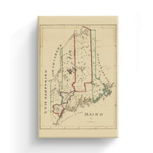 Load image into Gallery viewer, Digitally Restored and Enhanced 1820 Maine Map Canvas Art - Canvas Wrap Vintage Maine Wall Art - Historic Map of Maine Poster - Old Map of the State of Maine Poster - Restored ME Map Print