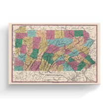 Load image into Gallery viewer, Digitally Restored and Enhanced 1829 Pennsylvania Map Canvas - Canvas Wrap Vintage Pennsylvania Map Poster - Old Pennsylvania - Historic Map of Pennsylvania State - Restored Pennsylvania Wall Art