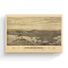 Load image into Gallery viewer, Digitally Restored and Enhanced 1878 Map of Seattle Canvas Art -Canvas Wrap Vintage Seattle Poster Map - Old Seattle Wall Art - Bird's Eye View Map of Seattle Puget Sound Washington Territory Wall Art