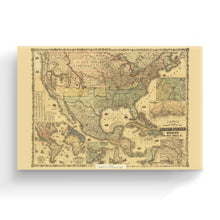 Cargar imagen en el visor de la galería, Digitally Restored and Enhanced 1862 United States Map Canvas Art - Canvas Wrap Vintage Map of United States Wall Art - Colton's Railroad & Military Map of the United States Mexico West Indies
