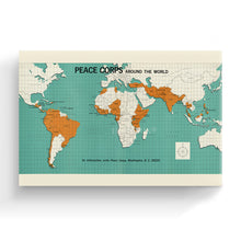 Load image into Gallery viewer, Digitally Restored and Enhanced 1966 World Map Canvas Art - Canvas Wrap Vintage World Map Poster - Historic World Map Wall Art - Old Map of the World Wall Map - Peace Corps Poster Around The World