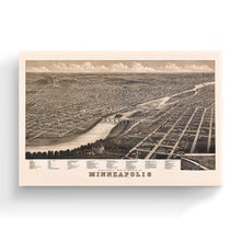 Load image into Gallery viewer, Digitally Restored and Enhanced 1879 Minneapolis Map Canvas Art - Canvas Wrap Vintage Minneapolis Wall Art - Historic Minnesota Map - Old Minneapolis Map Poster - History Map of Minneapolis MN