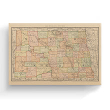 Load image into Gallery viewer, Digitally Restored and Enhanced 1892 North Dakota Map Canvas Art - Canvas Wrap Vintage Bismarck North Dakota Map Poster - Old North Dakota State Map - History Map of North Dakota Wall Art
