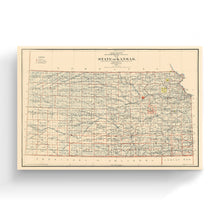 Load image into Gallery viewer, Digitally Restored and Enhanced 1898 Kansas Map Canvas Art - Canvas Wrap Vintage Kansas Poster - Old Map of Kansas Wall Art - Restored State of Kansas Map Poster - Historic Kansas Wall Map Print