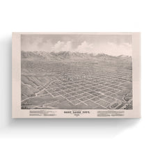 Load image into Gallery viewer, Digitally Restored and Enhanced 1875 Utah Map Canvas - Canvas Wrap Vintage Salt Lake City Map - Old Utah Wall Art - Historic Utah Poster - Restored Bird's Eye View of Salt Lake City Utah Wall Map