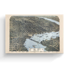 Cargar imagen en el visor de la galería, Digitally Restored and Enhanced 1893 Jacksonville Florida Map Canvas - Canvas Wrap Vintage Jacksonville Wall Art - Old Map of Jacksonville Florida - Bird's Eye View History Map of Jacksonville FL