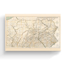 Load image into Gallery viewer, Digitally Restored and Enhanced 1792 Pennsylvania Map Canvas Art - Canvas Wrap Vintage Pennsylvania Map Poster - Historic State of Pennsylvania Wall Art - Old Wall Map of Pennsylvania Poster