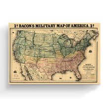 Cargar imagen en el visor de la galería, Digitally Restored and Enhanced 1862 USA Map Canvas Art - Canvas Wrap Vintage Map of USA Wall Art - Old United States Map Print - Restored USA Map Poster - Bacon's Military Map of the United States