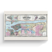 Cargar imagen en el visor de la galería, Digitally Restored and Enhanced 1857 New York State Map Canvas - Canvas Wrap Vintage New York Map Art - Old Map of NY Poster - Historic New York Wall Art - Restored City & County Map of New York State