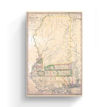 Cargar imagen en el visor de la galería, Digitally Restored and Enhanced 1820 Mississippi Map Canvas Art - Canvas Wrap Vintage State Map of Mississippi Wall Art - Historic Mississippi Poster - Old Mississippi State Map from Surveys