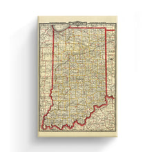 Load image into Gallery viewer, Digitally Restored and Enhanced 1888 Indiana Map Poster Canvas Art - Canvas Wrap Vintage Map of Indiana Wall Art - Old Indiana State Map Print - Restored Township & Rail Road Map of Indiana State