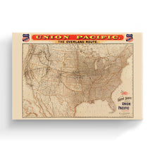 Cargar imagen en el visor de la galería, 1892 Estados Unidos Mapa Lienzo Arte - Lienzo Abrigo Vintage EE. UU. Mapa - Historia Mapa de los Estados Unidos Unión Pacífico Pared Arte Póster Impresión