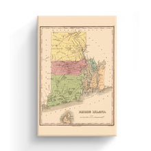 Cargar imagen en el visor de la galería, Digitally Restored and Enhanced 1829 Rhode Island State Map Canvas Art - Canvas Wrap Vintage Rhode Island Wall Art - Old Rhode Island Poster - Historic RI Map - Restored Map of Rhode Island Print