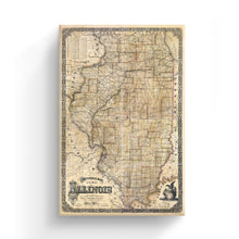 Cargar imagen en el visor de la galería, Digitally Restored and Enhanced 1861 Illinois Map Canvas Art - Canvas Wrap Vintage Illinois State Map - Old Map of Illinois Wall Art - Historic Illinois Map Print - Sectional Map of Illinois Poster