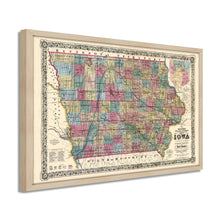 Cargar imagen en el visor de la galería, Digitally Restored and Enhanced 1856 Iowa Map Poster- Framed Vintage Iowa State Map - Old State of Iowa Wall Art - Historic Iowa Wall Map - Sectional & Geological Map of Iowa Poster