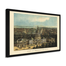 Cargar imagen en el visor de la galería, Digitally Restored and Enhanced 1871 Map of Washington DC Poster - Framed Vintage Washington DC Map Print - History Map of Washington DC Wall Art - Bird's Eye View of Washington City