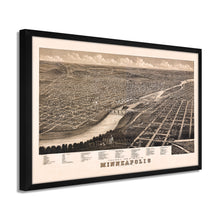 Cargar imagen en el visor de la galería, Digitally Restored and Enhanced 1879 Minneapolis Map Poster - Framed Vintage Minneapolis Minnesota Map Print - Old City of Minneapolis Wall Art - History Map of Minneapolis MN