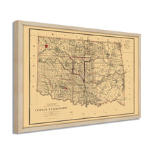 Load image into Gallery viewer, Digitally Restored and Enhanced 1887 Indian Territory Map - Framed Vintage Map of Indian Territory Oklahoma Wall Art - Old Indian Territory Map Compiled from The Official Records