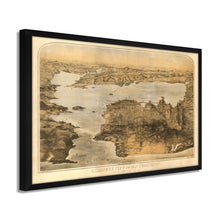 Cargar imagen en el visor de la galería, Digitally Restored and Enhanced 1876 San Francisco Map - Framed Vintage Poster Map of San Francisco Wall Art - Old San Francisco Map Print - Bird's Eye View of San Francisco Poster