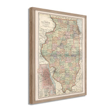 Load image into Gallery viewer, Digitally Restored and Enhanced 1891 Illinois Map Poster - Framed Vintage Map of Illinois Poster - Old Illinois State Map - Historic IL Map - Restored Map of Illinois Wall Art