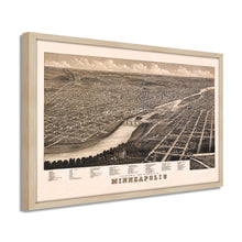 Cargar imagen en el visor de la galería, Digitally Restored and Enhanced 1879 Minneapolis Map Poster - Framed Vintage Minneapolis Minnesota Map Print - Old City of Minneapolis Wall Art - History Map of Minneapolis MN