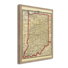 Load image into Gallery viewer, Digitally Restored and Enhanced 1888 Indiana Map Poster - Framed Vintage Map of Indiana - Restored Indiana State Map Print - Old Township & Rail Road Map of Indiana Wall Art