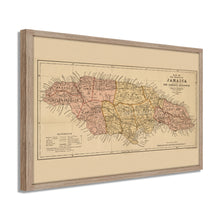 Load image into Gallery viewer, 1893 Map of Jamaica Island - Framed Vintage Jamaica - Restored Map History of Jamaica  - Old Map of the Island of Jamaica Wall Art Poster