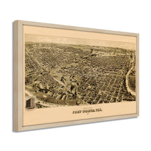 Cargar imagen en el visor de la galería, Digitally Restored and Enhanced 1891 Fort Worth Texas Map - Framed Vintage Fort Worth Map - Old Fort Worth Wall Art - Fort Worth TX Map History - Perspective Map of Fort Worth Poster