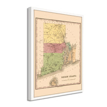 Cargar imagen en el visor de la galería, Digitally Restored and Enhanced 1829 Rhode Island State Map - Framed Vintage Rhode Island Poster - Old Rhode Island Wall Art - Historic RI Map - Restored Map of Rhode Island Print