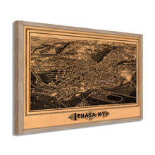 Load image into Gallery viewer, Digitally Restored and Enhanced 1882 Ithaca New York Map - Framed Vintage Ithaca NY Map - Old Ithaca New York Map- Restored Ithaca Map - Bird's Eye View of Ithaca New York Wall Art Poster