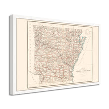 Load image into Gallery viewer, Digitally Restored and Enhanced 1886 Arkansas State Map Poster - Framed Vintage Map of Arkansas Wall Art - Historic AR Map Print - Restored Arkansas Wall Map from General Land Office