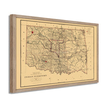 Load image into Gallery viewer, Digitally Restored and Enhanced 1887 Indian Territory Map - Framed Vintage Map of Indian Territory Oklahoma Wall Art - Old Indian Territory Map Compiled from The Official Records