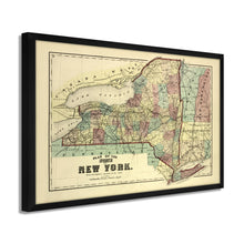 Load image into Gallery viewer, Digitally Restored and Enhanced 1875 New York Map Poster - Framed Vintage Map of New York Wall Art - Old Map of NY - Historic New York Map Print - Plan of the Map of New York State