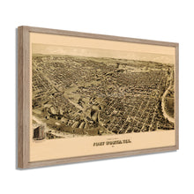 Cargar imagen en el visor de la galería, Digitally Restored and Enhanced 1891 Fort Worth Texas Map - Framed Vintage Fort Worth Map - Old Fort Worth Wall Art - Fort Worth TX Map History - Perspective Map of Fort Worth Poster