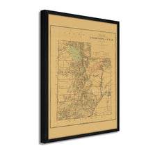 Cargar imagen en el visor de la galería, Digitally Restored and Enhanced 1879 Utah Map Poster - Framed Vintage Utah Wall Map - Old Map of Utah Poster - Restored Utah Wall Art - Historic Utah State Map - Territory of Utah Map