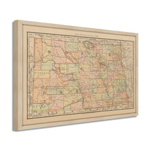 Load image into Gallery viewer, Digitally Restored and Enhanced 1892 North Dakota Map Poster - Framed Vintage State of North Dakota Wall Art - History Map of North Dakota -  Old Bismarck North Dakota State Map