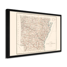 Load image into Gallery viewer, Digitally Restored and Enhanced 1886 Arkansas State Map Poster - Framed Vintage Map of Arkansas Wall Art - Historic AR Map Print - Restored Arkansas Wall Map from General Land Office