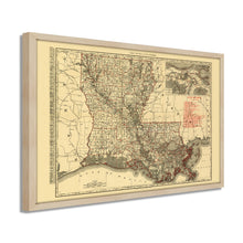 Cargar imagen en el visor de la galería, Digitally Restored and Enhanced 1896 Louisiana State Map - Framed Vintage Louisiana Map Poster - Old Louisiana Wall Art - Restored Louisiana State Map Poster Showing Cities & Towns