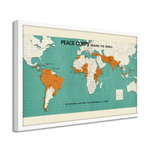 Load image into Gallery viewer, Digitally Restored and Enhanced 1966 World Map Poster - Framed Vintage World Map Wall Art - Old Map of The World - Historic World Wall Map - Peace Corps Poster Around The World