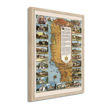 Load image into Gallery viewer, Digitally Restored and Enhanced 1949 California Map Poster - Framed Vintage Map of California Missions - Historic California Wall Art - Restored California Missions Map Print